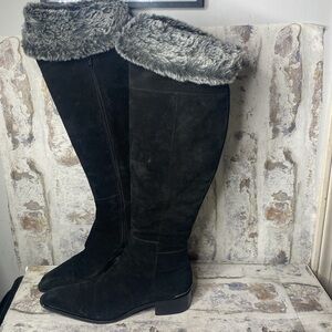 Aquatalia Suede Faux Fur Trim Boots